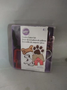 Wilton Cookie Cutters Dog Pet Bone Paw House Metal Set..4 Cutters - Picture 1 of 1