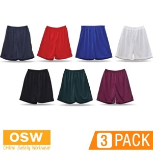 3 X Kids Airpass Elastic Waistband Tricot Lining Inside Drawcord Easy Fit Shorts - Picture 1 of 11
