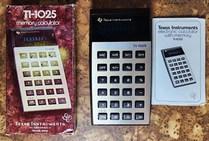 1980's Texas Instruments TI-1025 Calculator Manual Box Tested excellent cond. - Picture 1 of 8
