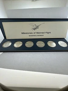 6 PIECE STERLING SILVER MILESTONES OF MANNED FLIGHT STERLING PROOF SET 1970 - Picture 1 of 19