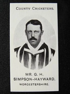 Worcestershire G.H. SIMPSON-HAYWARD County Cricketers REPRO by Taddy & Co. 1907 - Picture 1 of 1