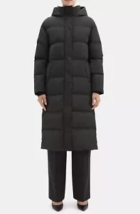 Theory Puffer Side Button Coat Petite Deep Green City Poly Hooded Down Jacket - Picture 1 of 8