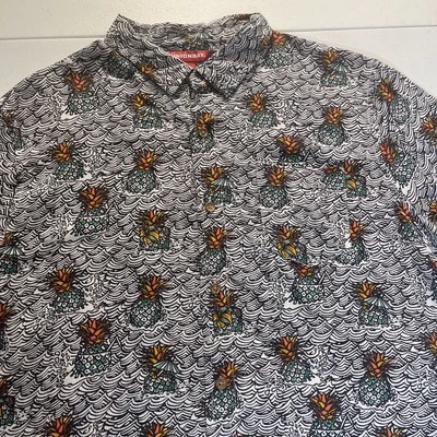 Camisa Hawaiana Union Bay De Colección Para Hombres Grande Piña Estampado Bolsillo Foto 1 de 4