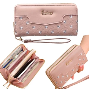 Portafoglio pochette pelle lungo porta carte di credito telefono borsetta regalo donna - Foto 1 di 18