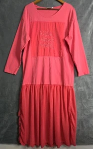 Johnny Was Pink Embroidered Fish T‑Shirt Dress / Kaftan Large 100% Cotton USA - Picture 1 of 13
