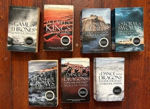 George RR Martin Game of Thrones 7 Book Bundle Dance With Dragons Storm Of Sword - Picture 1 of 4