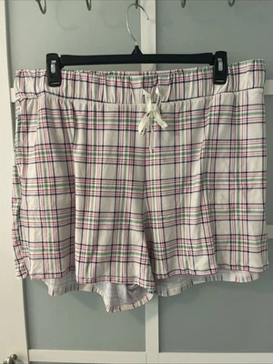 NEW! Jockey Woman's Lounge Pajama Short ~ Plus Size 2X ~ Green Pink Plaid ~ Soft - Image 1 of 4