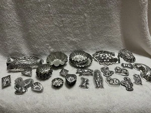 Menge 69 Aluminium kleine verschiedene Größen geriffelt Tarte Süßigkeiten Schokolade Butter Formen - Bild 1 von 5