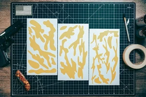 Kit Stencil Vinile Multi Mimetico Grande Alto Calore - 3x Fogli 11"x6" Durevole Facile Uso - Foto 1 di 1