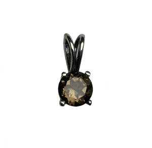 Round Natural Smoky Quarts set in Four Prong Butterfly Setting Pendant - Picture 1 of 8