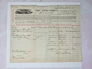 Bill Head 1881, vaporizador de canal Erie Hurst, Nueva York. Recibo de envío, Lothridge co. - Imagen 1 de 8