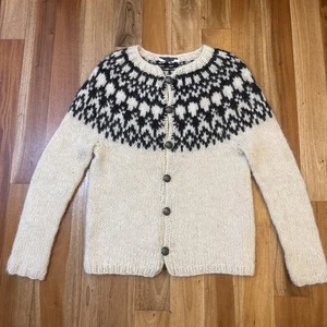 Vintage Isländisches Design Wolle Strickjacke Damen Medium Fair Isle - Bild 1 von 11