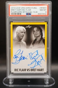 2014 Leaf Originals Wrestling Epic Battles Bret Hart / Ric Flair Auto PSA 8 POP1 - Bild 1 von 2