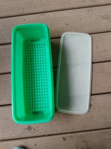 Vintage grüne Tupperware Easy Crisp Sellerie/Gemüse Crisper Behälter 3-teilig #782 - Bild 1 von 7