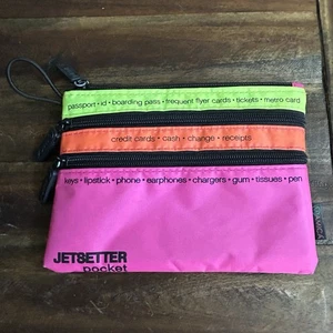 Miamica Jetsetter 3-Zip Travel Pouch Organizer Multi-Color Polyester Compact - Picture 1 of 8