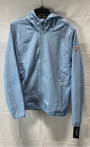 NWT Guess Mens Blue Long Sleeve Hooded Full-Zip Windbreaker Jacket Size Medium - Picture 1 of 5