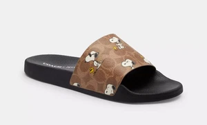 Sandalias Coach x PEANUTS 2025 Udell Sport Slide Signature de lona con estampado Snoopy US8 - Imagen 1 de 4