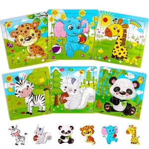 Aitey Wooden Jigsaw Puzzles for Kids Ages 2-5 Toddler 9 Pieces - Picture 1 of 7