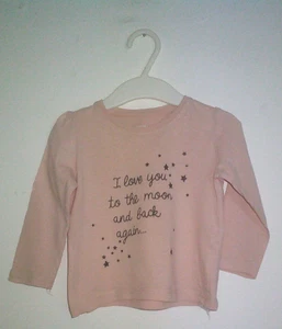 Apricotfarbiges Shirt Langarm "I love you to the moon and back again" Gr. 80 - Bild 1 von 1