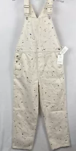 Free Assembly Womens Ivory Denim Overalls Size M Floral Design NWT - Picture 1 of 12