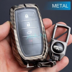 For Toyota Sienna Venza Tundra Metal Car Key Fob Cover Case Chain Carbon Fiber - Picture 1 of 8