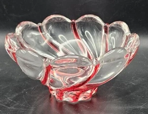 Tazón de vidrio con remolinos rojos plato de dulces de Navidad menta - Imagen 1 de 2