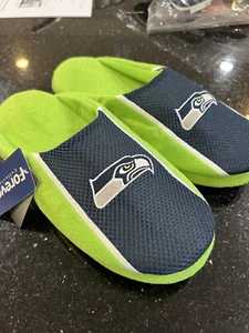 Seattle Seahawks Mens Size Xl Jersey Fabric Nfl Team Logo Mens Comfy Slippers - Picture 1 of 3