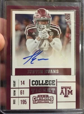 JUSTIN EVANS 2017 CONTENDERS DRAFT PICKS COLLEGE TICKET ROOKIE AUTOGRAPH AUTO RC - Image 1 of 2