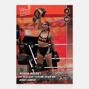 2018 TOPPS NOW #49 RONDA ROUSEY DEFEATS ALEXA BLISS TO BECOME NEW RAW CHAMPION - Picture 1 of 2
