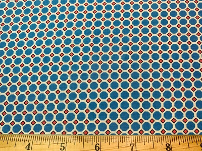 1930s Repro Fabric 30s Brights Blue&Pink Geometric Windham Cotton Fabric FQ - Image 1 of 4
