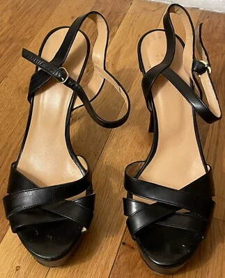 BARNEYS BARNEY’S Nueva York Cuero Negro Plataforma Tacones de aguja Zapatos 40 Foto 1 de 4