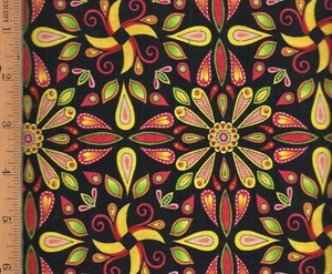 Tela Wilmington Safari SO Goodie por yarda negra amarilla roja verde #FA54 - Imagen 1 de 1