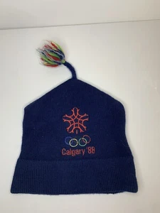 Vintage 1988 Calgary Olympics Winter Hat Touque Beanie Wool Collectible - Picture 1 of 4