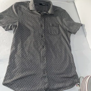 Murano Shirt Mens Large Black And White Weave Polo SS Liquid Cotton Casual - Picture 1 of 8