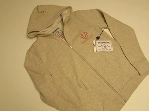 NWT AUTHENTIC TRUE RELIGION OATMEAL ROLLIN PREMIUM CASUAL HOODIE  /   Size Large - Picture 1 of 10