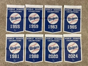 Los Angeles Dodgers MLB World Series Champions 8 Banners/Flags Set 18.5" x 11.5" - Picture 1 of 9