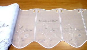 1 Teil / Lamelle Kurzgardine weiß - taupe 16 x 30 cm B/H - Bild 1 von 4