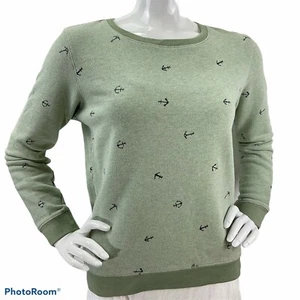 Scotch and Soda Konnichi What? Sweatshirt Womens Sz S Green Anchor Pullover Nwot - Picture 1 of 8