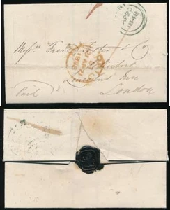GB QV 1848 WRAPPER MOURNING PAPER LION SEAL + CIRCULAR PAID - Picture 1 of 3