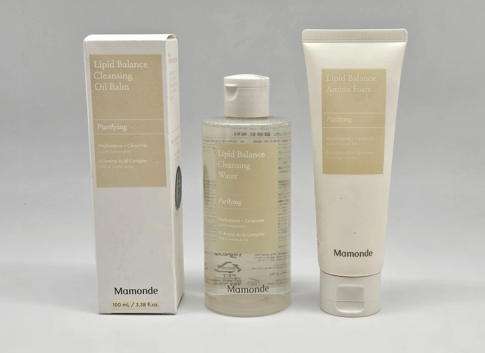3 PIECE MAMONDE LIPID BALANCE Cleansing Water + Amino Foam + Cleansing Oil Balm - Image 1 of 4