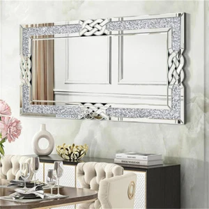 120cmx60cm Luxuriösen Kristall Wandspiegel Hängespiegel In voller Länge Spiegel - Bild 1 von 11