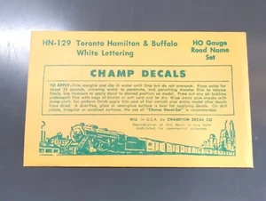 Vintage Champ Decals No. HN-129 TH&B White Lettering HO Road Name Set - Picture 1 of 2