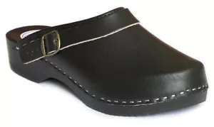 Holzschuhe Schweden Clogs Echt Leder Holz Sohle Holzclogs Pantoletten - Bild 1 von 1