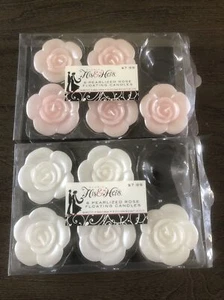Studio His And Hers Floral Floating flower shaped Candles white And pink color - Picture 1 of 4
