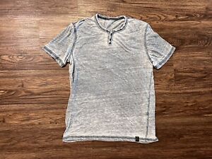 Lucky Brand Venice Burnout Henley Shirt Men's Thin Gray Short Sleeve Size M
