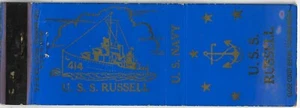 USS Russell DD-414 is a Sims-class destroyer Empty Matchcover WWII - Picture 1 of 3