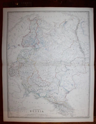 1861 RUSIA EUROPEA Keith Johnston Royal Atlas 24 por 19 pulgadas grande  Foto 1 de 4
