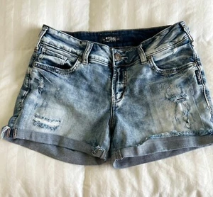 Silver Jeans Co Suki Cutoff Denim Jean Shorts Distressed Super Stretch W28 L4 - Picture 1 of 5