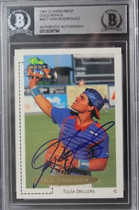 Ivan Pudge Rodriguez Rangers Signed 1991 Classic Best Gold ROOKIE Autograph BAS - Picture 1 of 3