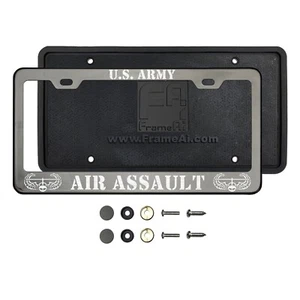 ITEZA custom Black Chrome AIR ASSAULT Laser Etched License Plate Frame - Picture 1 of 1
